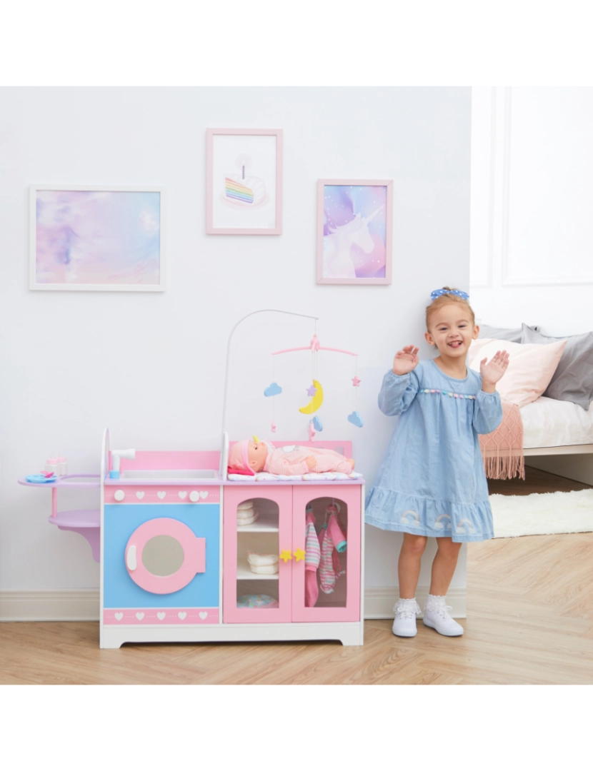 imagem de Olivia's Little World Por Teamson Kids De madeira 6-em-1 Baby Doll Chang Station2