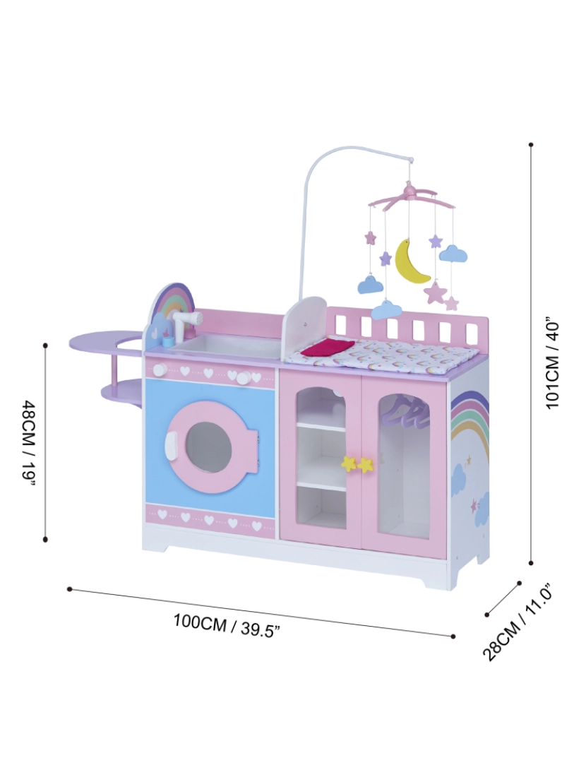 imagem de Olivia's Little World Por Teamson Kids De madeira 6-em-1 Baby Doll Chang Station4