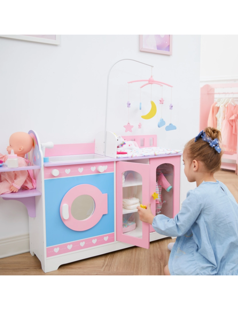 imagem de Olivia's Little World Por Teamson Kids De madeira 6-em-1 Baby Doll Chang Station6