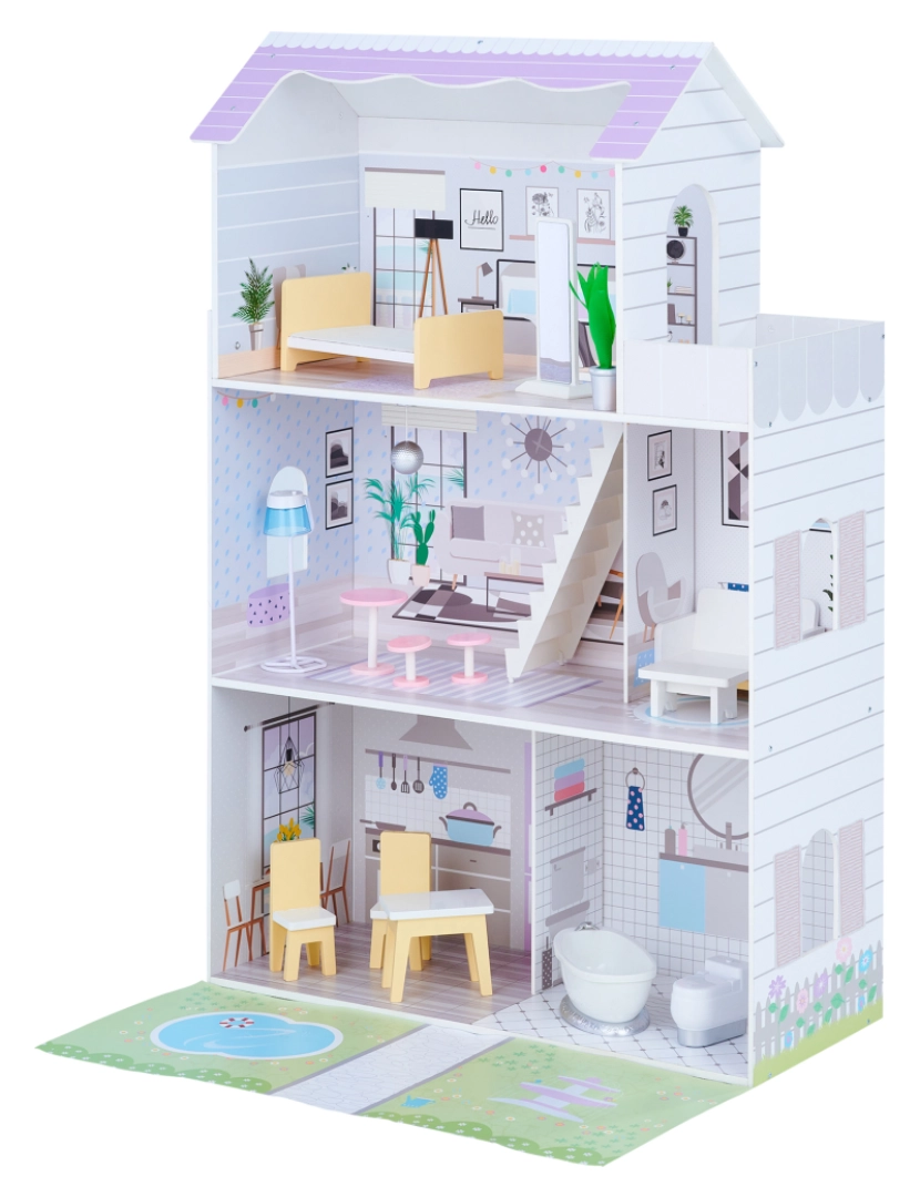 Olivia's Little World - Olivia's Little World 12" Purple Grand Dollhouse with Front Garden Accessories