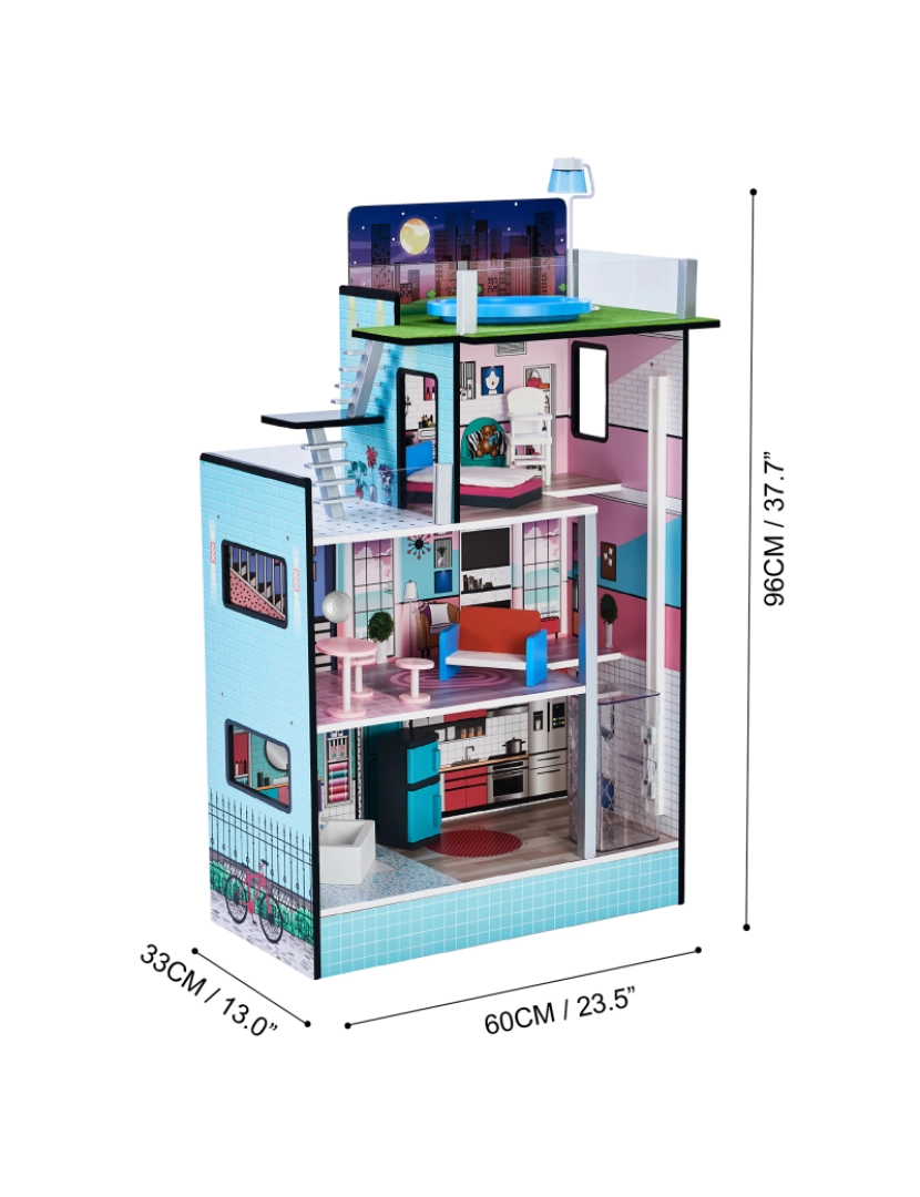 imagem de Teamson Kids Dreamland Barcelona Dollhouse Com 10 Acessórios, Turquesa / Preto4