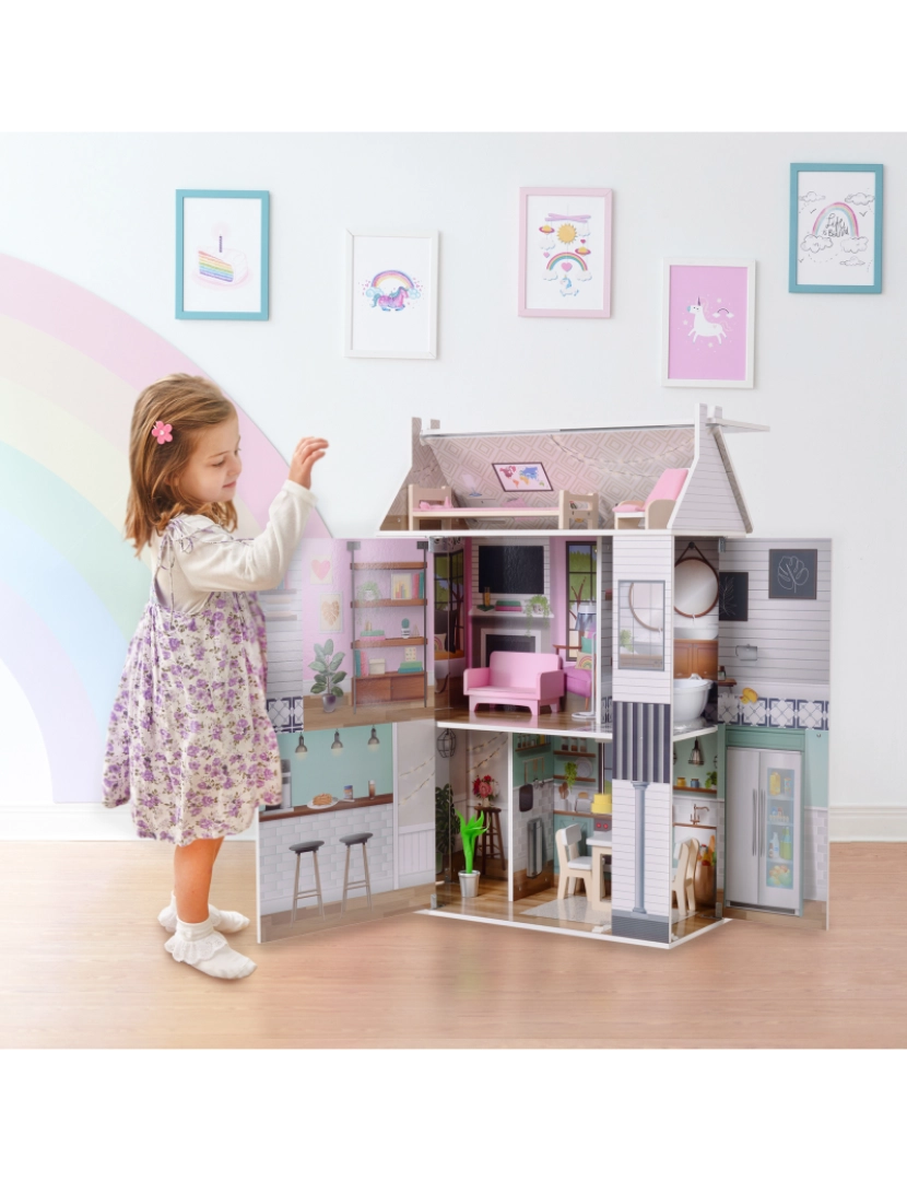 imagem de O pequeno mundo de Olivia por Teamson crianças de madeira Dreamland Farmhouse Dollhouse conjunto2