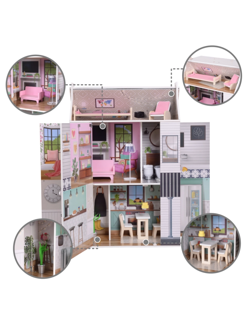 imagem de O pequeno mundo de Olivia por Teamson crianças de madeira Dreamland Farmhouse Dollhouse conjunto5