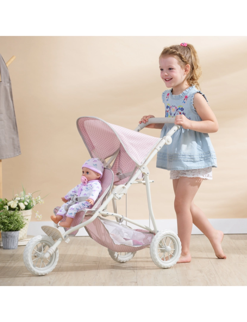 imagem de O Little World Polka Dots Princesa Dupla Jogging Stroller Para Bonecas2