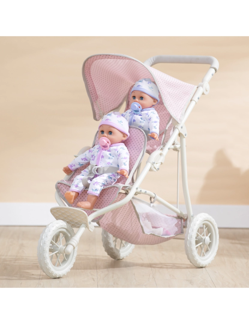 imagem de O Little World Polka Dots Princesa Dupla Jogging Stroller Para Bonecas3