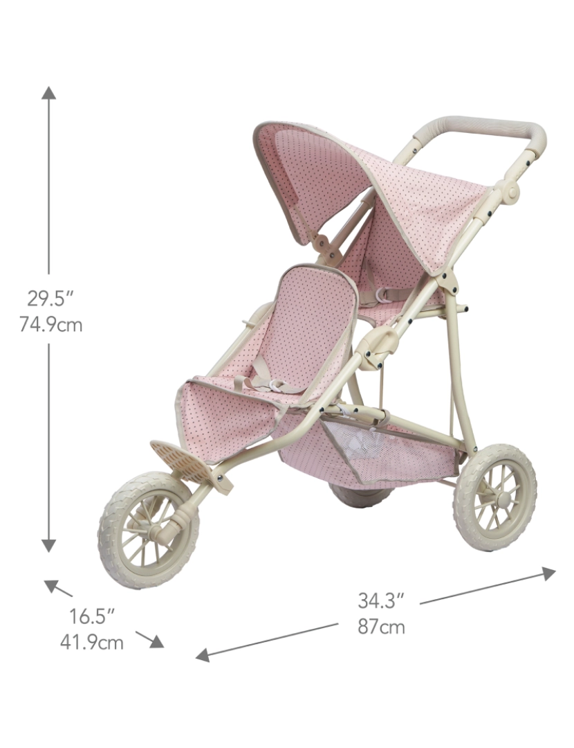 imagem de O Little World Polka Dots Princesa Dupla Jogging Stroller Para Bonecas4