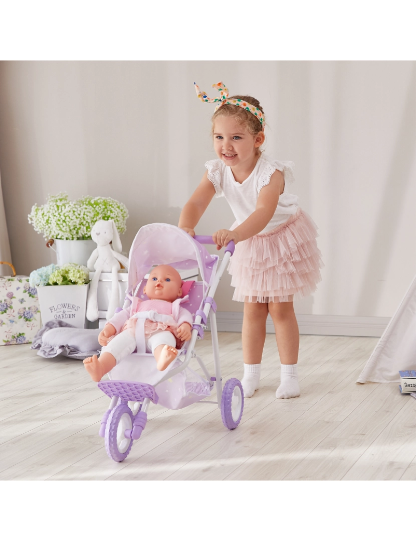 imagem de O pequeno mundo de Olivia Twinkle Stars Doll Jogging Stroller, roxo2