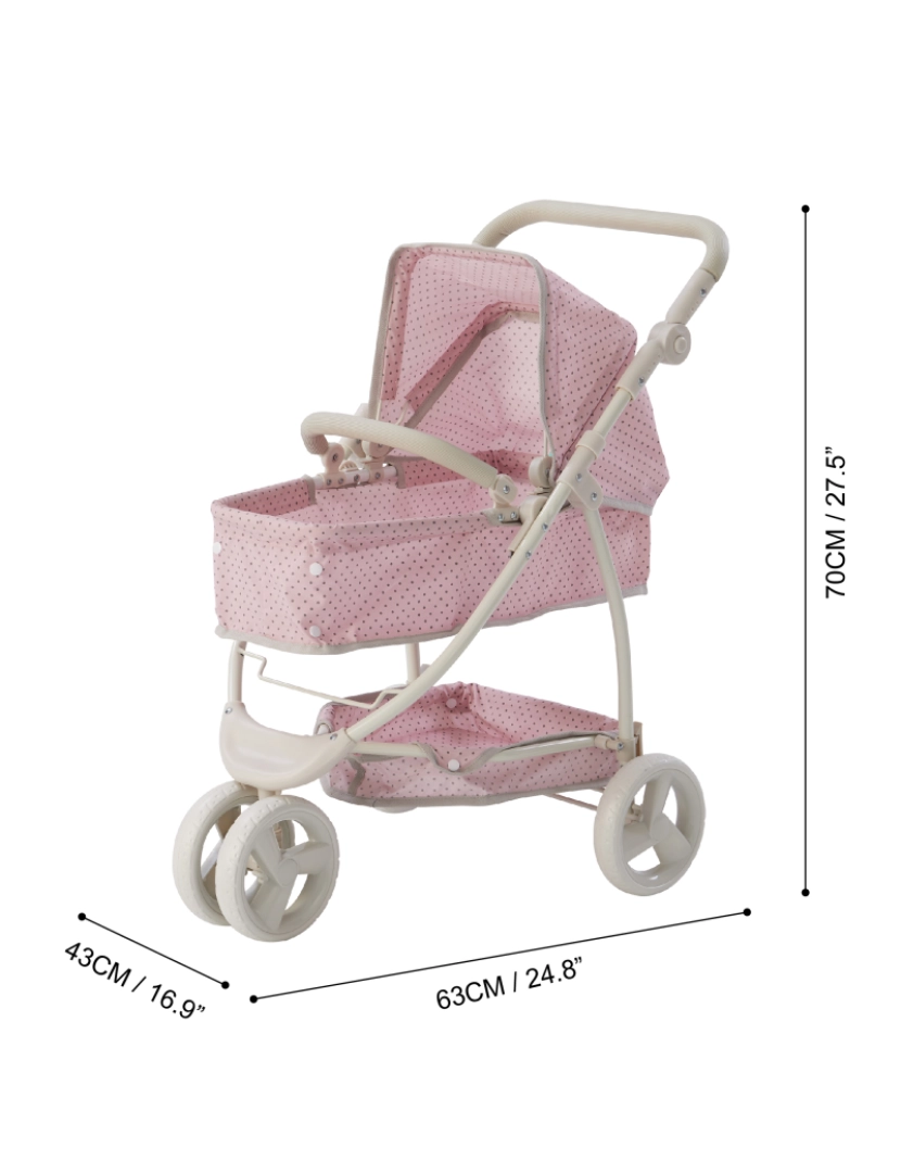 imagem de Little World Polka Dots Princess 2-In-1 Baby Doll Stroller, Pink4