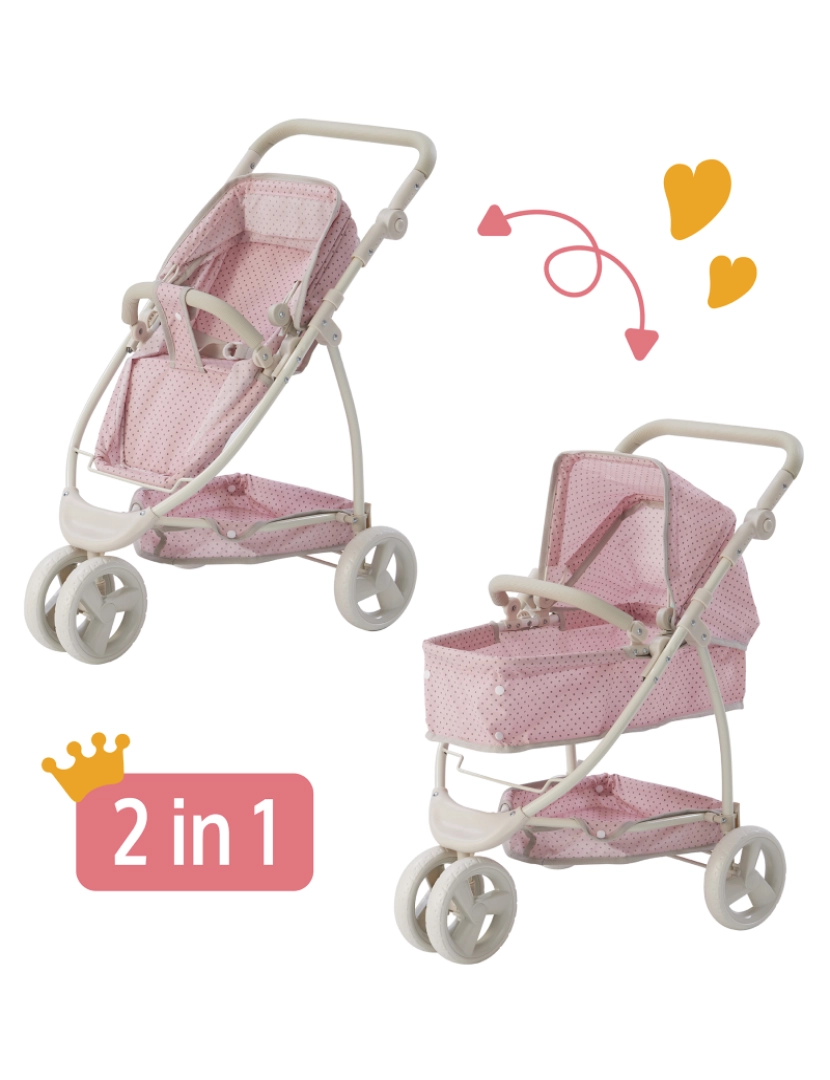 imagem de Little World Polka Dots Princess 2-In-1 Baby Doll Stroller, Pink5