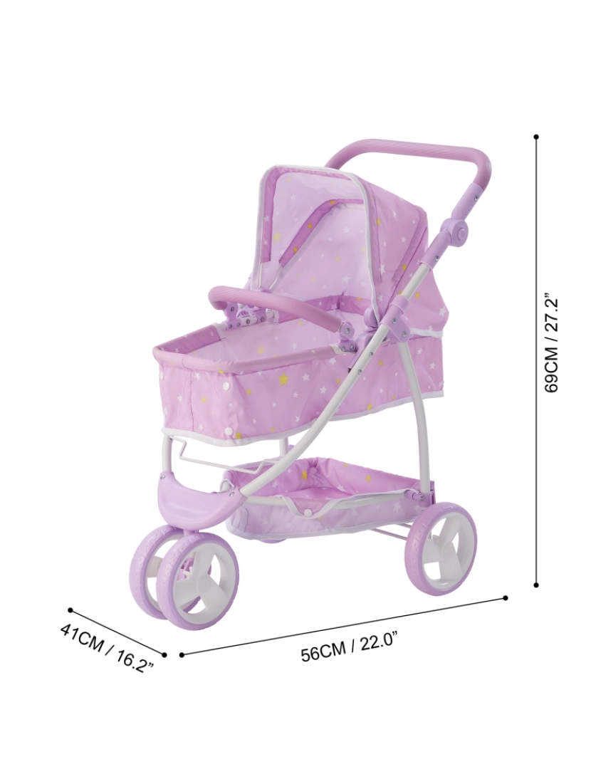 imagem de O Little World Twinkle Stars Princess 2-In-1 Baby Doll Stroller, Roxo4