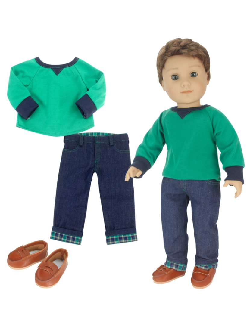 Sophias - Sophia's By Teamson Crianças Camisa, Jeans, e Penny Loafers Set para 18" Boy Dolls