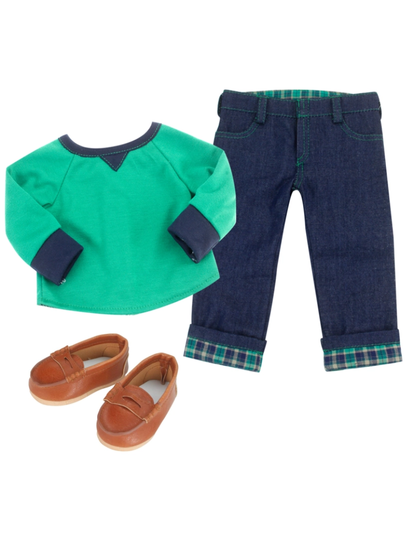 imagem de Sophia's By Teamson Crianças Camisa, Jeans, e Penny Loafers Set para 18" Boy Dolls3