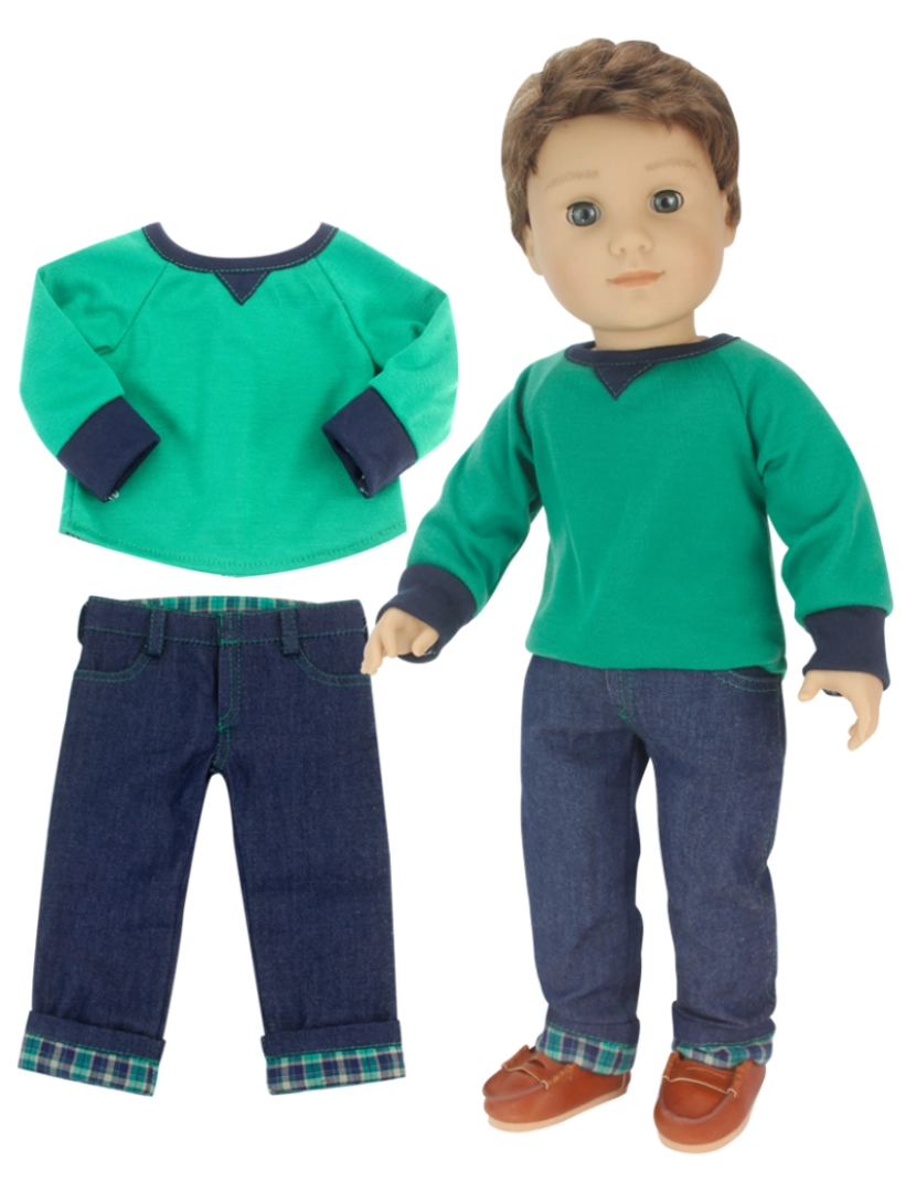 imagem de Sophia's By Teamson Crianças Camisa, Jeans, e Penny Loafers Set para 18" Boy Dolls6