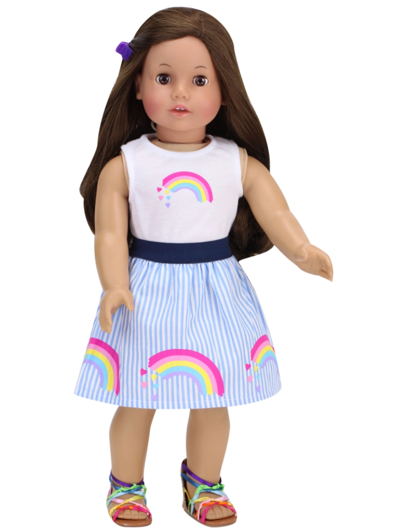 Sophias - Sophia's - 18" Doll - Rainbow Stripe Skirt & Tank - Branco