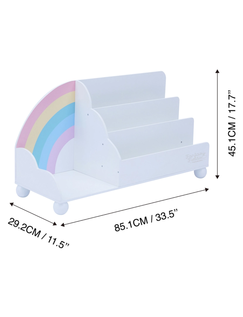 imagem de Campos de fantasia Por Teamson Kids Rainbow exibição de madeira Bookcase, branco4