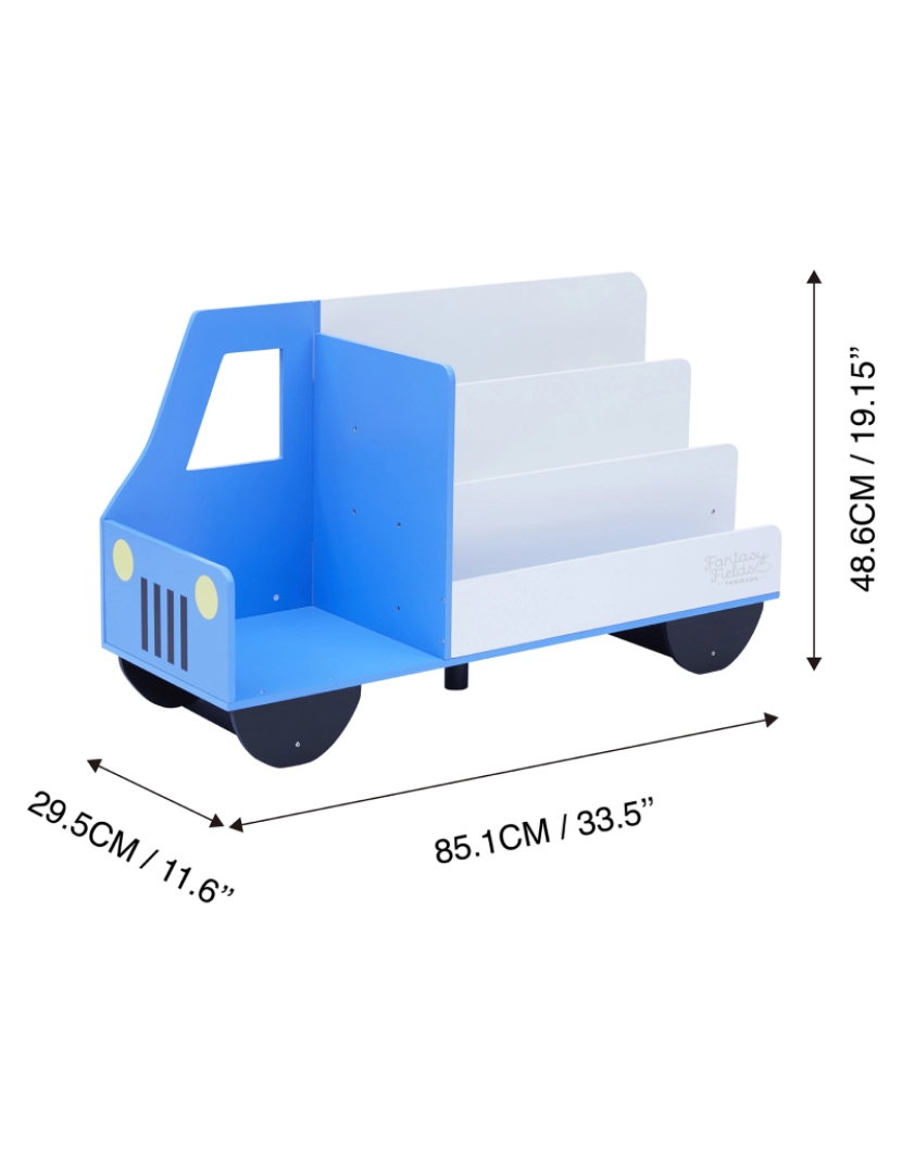 imagem de Campos de fantasia Por Teamson crianças caminhão de madeira exibição caso, branco/azul4