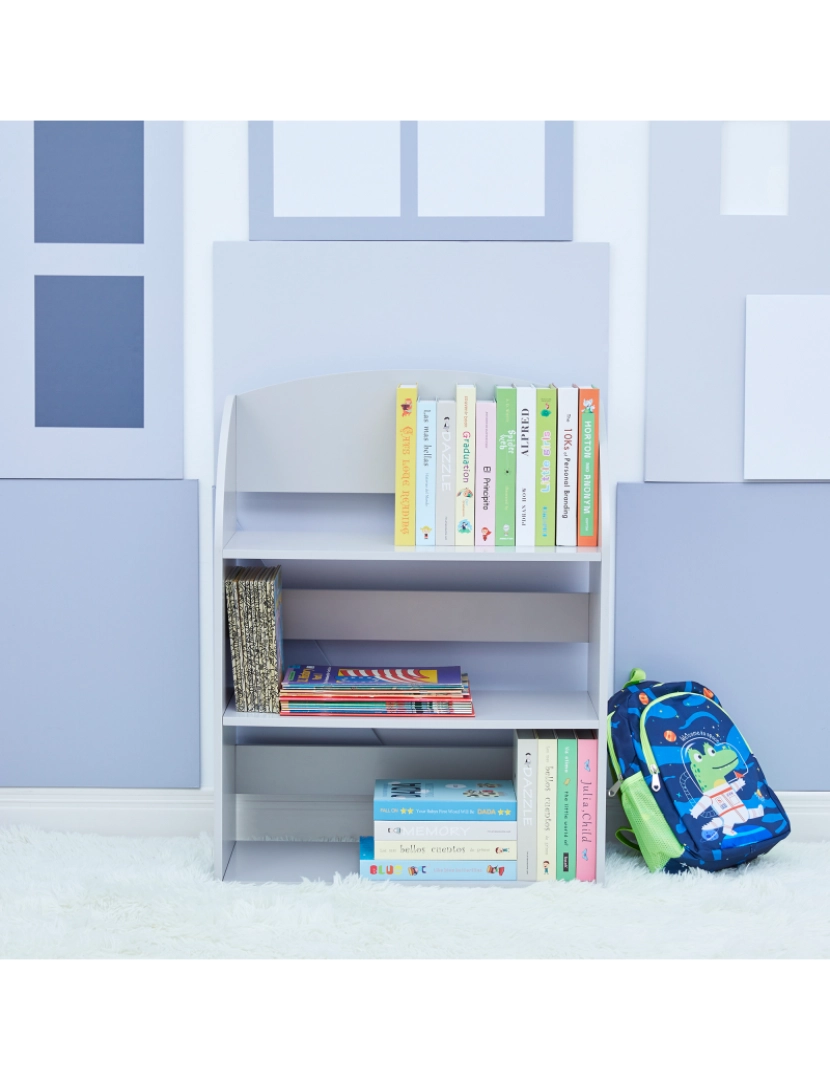 imagem de Campos de fantasia Por Teamson Crianças Meninos Sized Bookcase Com 3 prateleiras, Cinza3