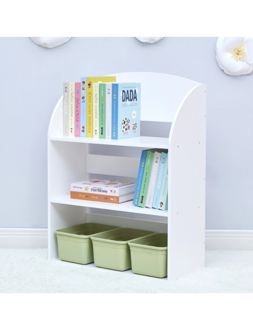 imagem de Campos de fantasia Por Teamson Crianças Meninos Sized Bookcase Com 3 prateleiras, Branco3