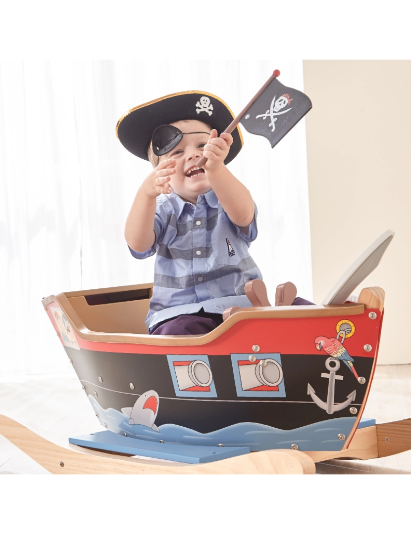 imagem de Campos de fantasia Por Teamson Kids Little Captain Hook Play Rocker, Vermelho/preto2