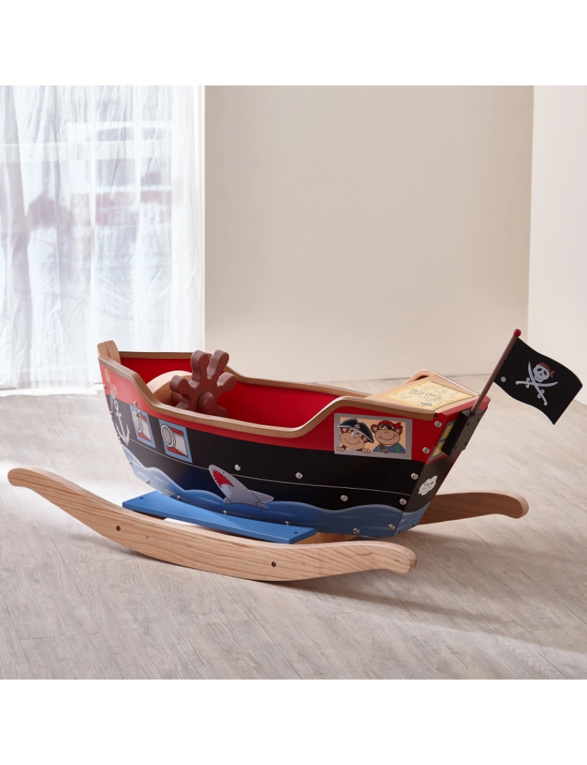 imagem de Campos de fantasia Por Teamson Kids Little Captain Hook Play Rocker, Vermelho/preto3