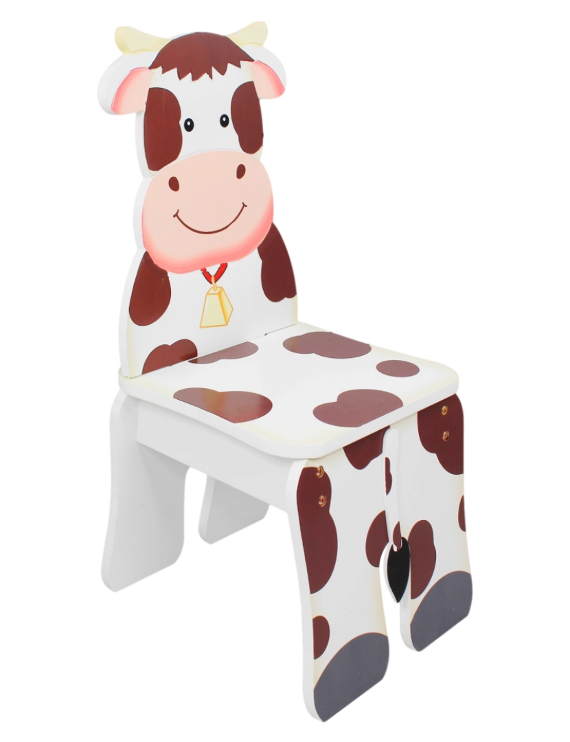 imagem de Campos de fantasia por Teamson Kids Toy Furniture Happy Farm Cow Chair, Branco/Brown1