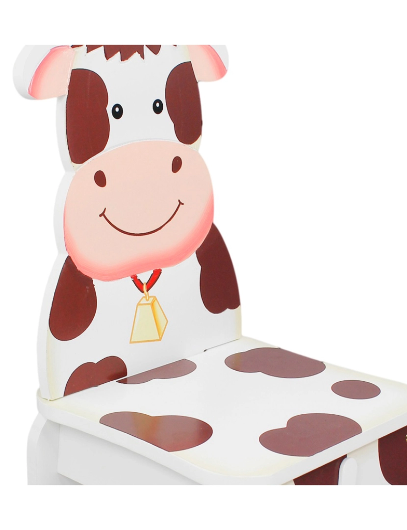 imagem de Campos de fantasia por Teamson Kids Toy Furniture Happy Farm Cow Chair, Branco/Brown3