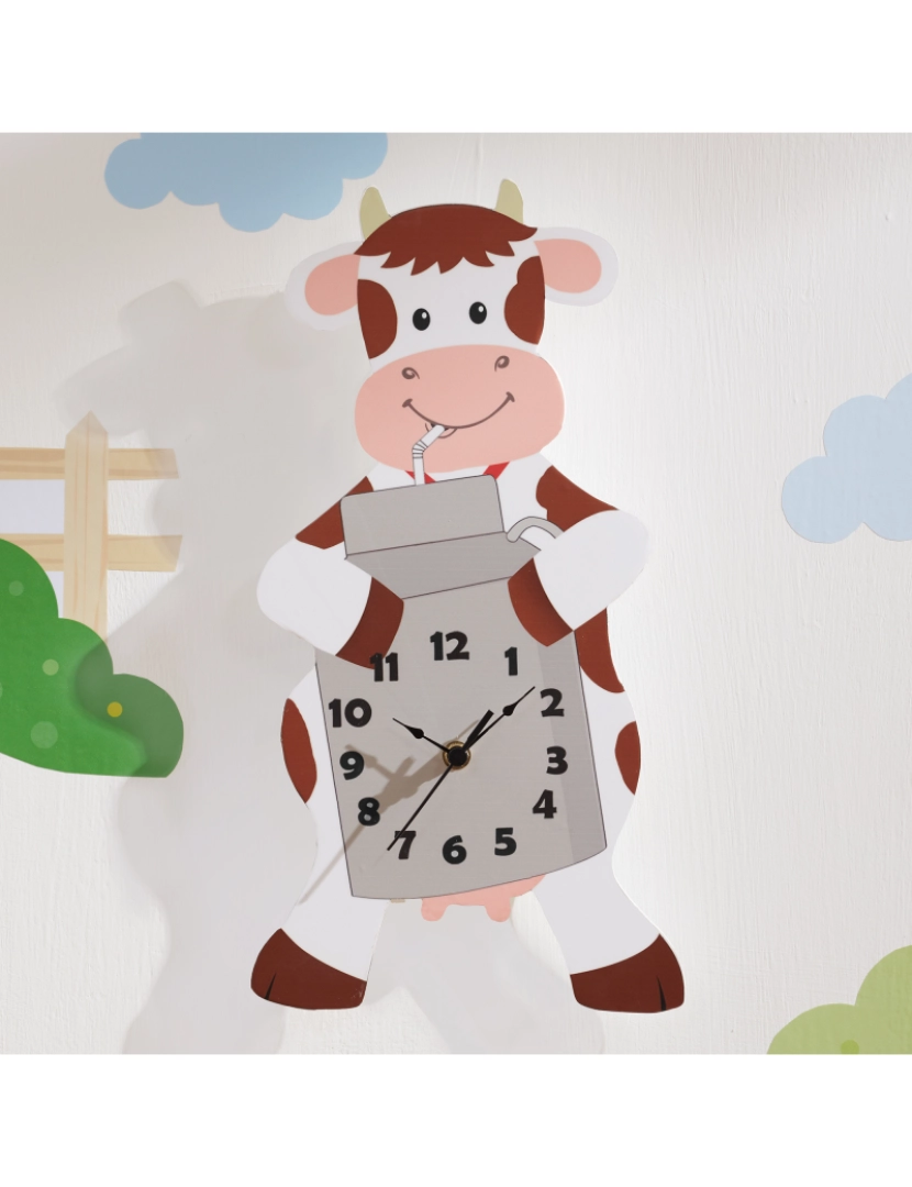 imagem de Campos de fantasia - Mobília de brinquedo -Happy Farm Cow Wall Clock2