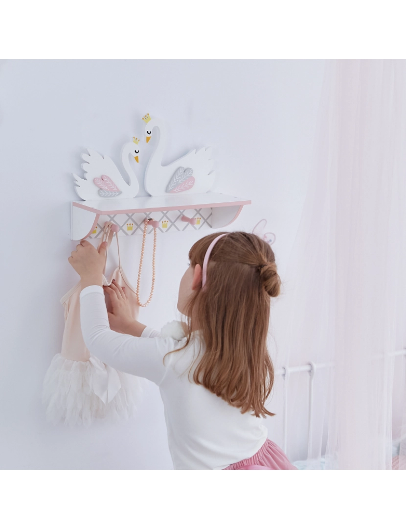 imagem de Campos de fantasia - Toy Furniture -Swan Lake Peg Hook e prateleira de parede2