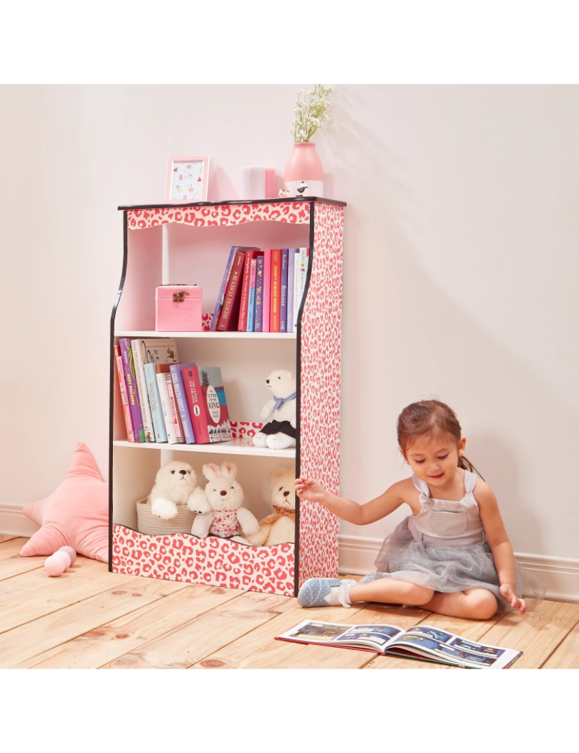 imagem de Teamson Kids Leopard Impressões Karlie Bookshelf - Rosa / Preto2