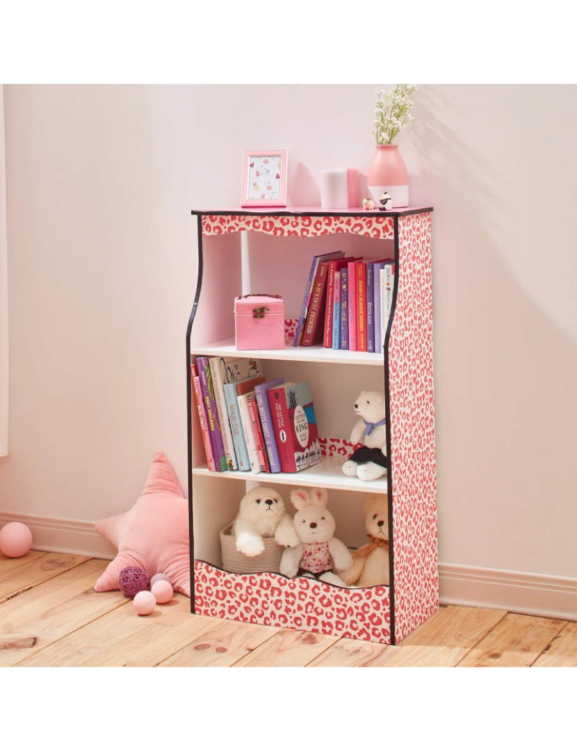 imagem de Teamson Kids Leopard Impressões Karlie Bookshelf - Rosa / Preto3