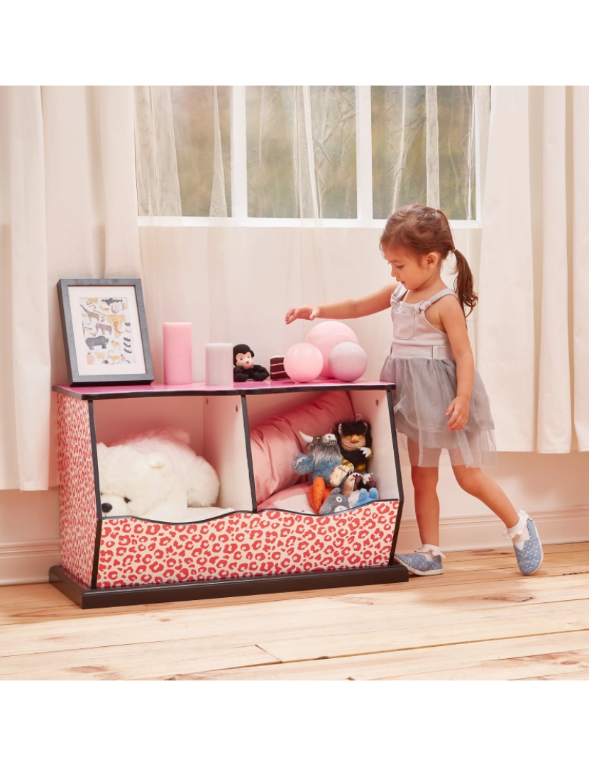 imagem de Fantasia Campos - Moda Leopard Impressões Miranda Toy Cubby Storage - Rosa / Preto2