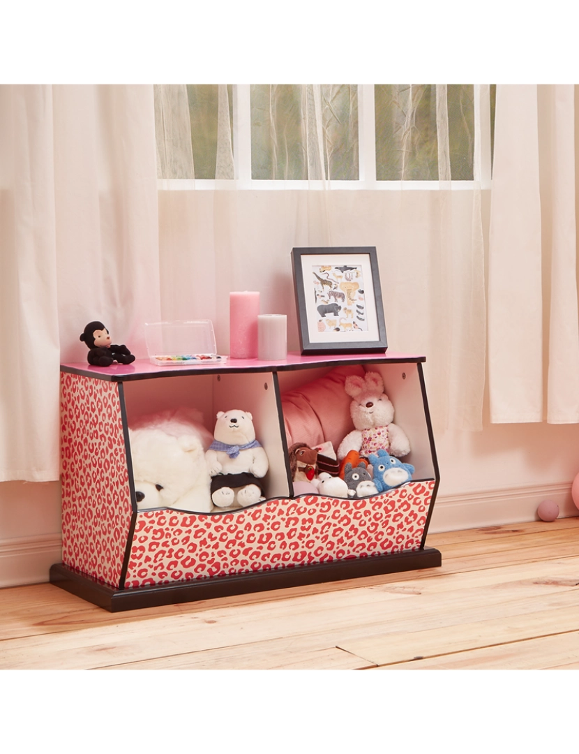 imagem de Fantasia Campos - Moda Leopard Impressões Miranda Toy Cubby Storage - Rosa / Preto3