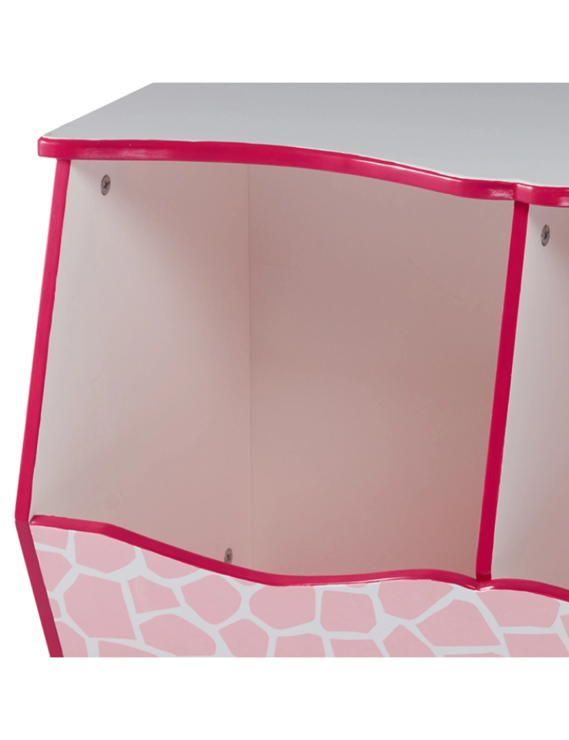 imagem de Fantasia Campos - Moda Giraffe Impressões Miranda Armazenamento de Cubby de brinquedo - rosa / branco4