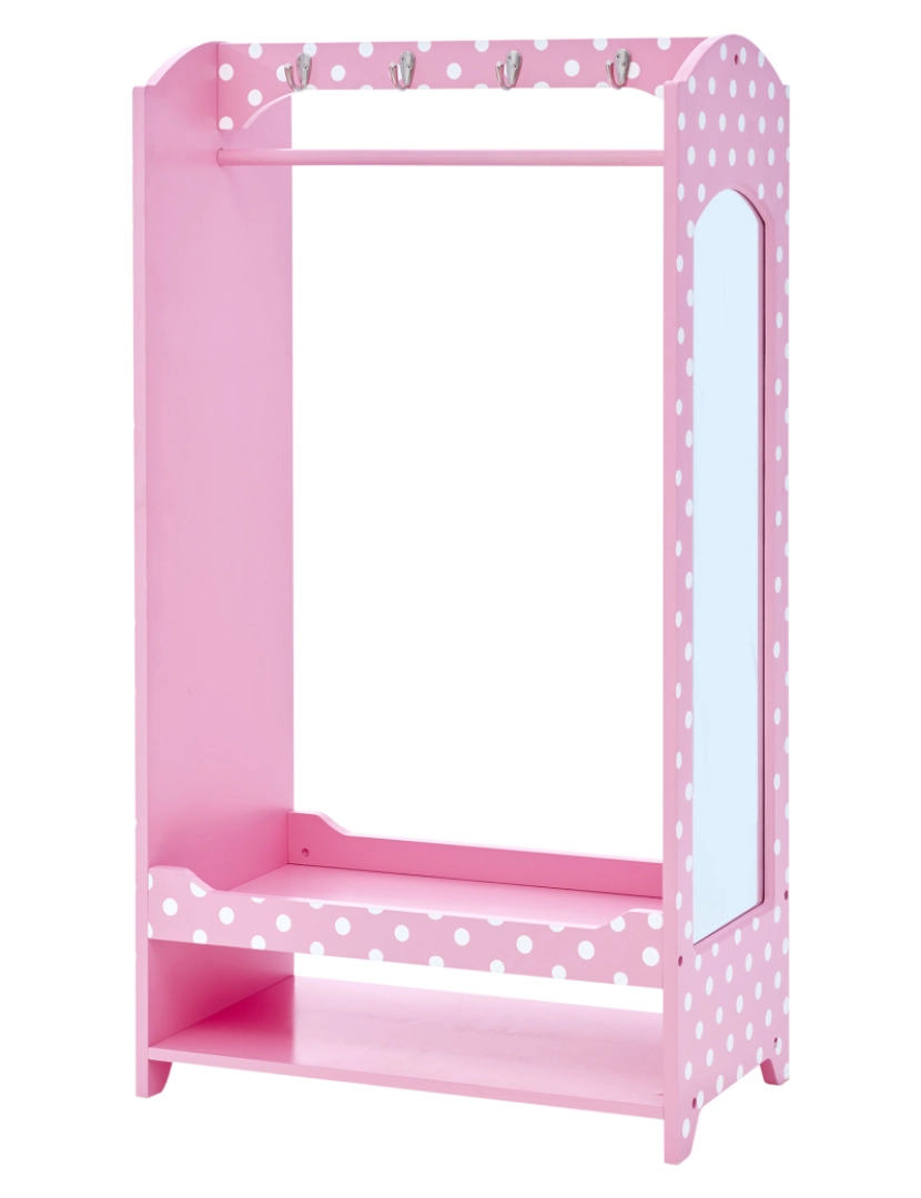 imagem de Campos de fantasia Por Teamson Crianças Polka Dots Toy Rack Vestuário com armazenamento, rosa1