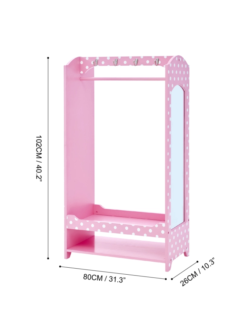 imagem de Campos de fantasia Por Teamson Crianças Polka Dots Toy Rack Vestuário com armazenamento, rosa4