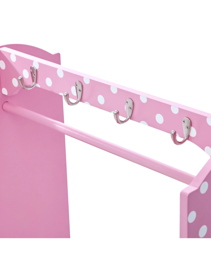 imagem de Campos de fantasia Por Teamson Crianças Polka Dots Toy Rack Vestuário com armazenamento, rosa6