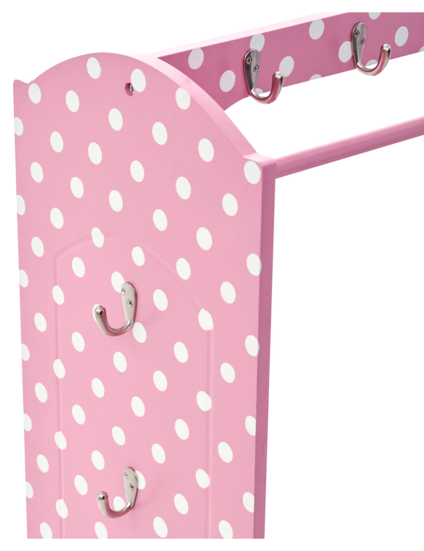 imagem de Campos de fantasia Por Teamson Crianças Polka Dots Toy Rack Vestuário com armazenamento, rosa7