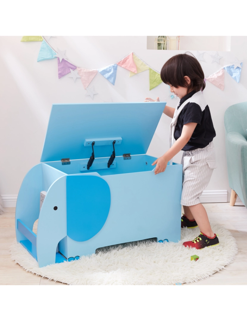 imagem de Campos de fantasia Por Teamson Kids Zoo Kingdom Elephant Toy Chest, Azul2