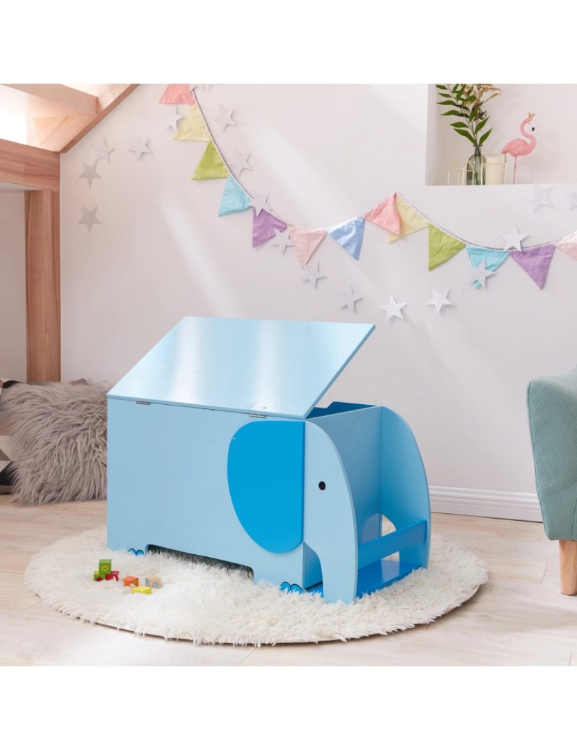 imagem de Campos de fantasia Por Teamson Kids Zoo Kingdom Elephant Toy Chest, Azul3