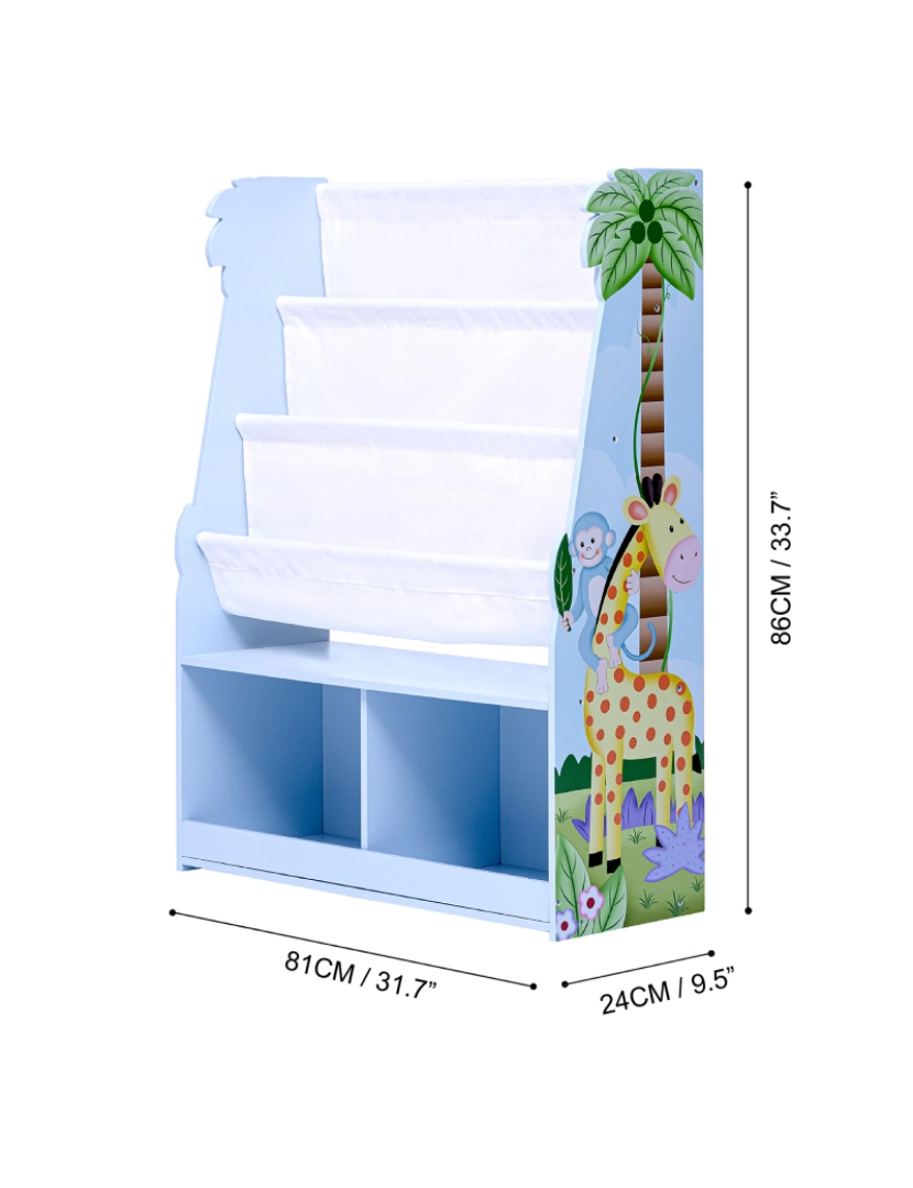 imagem de Campos de fantasia Por Teamson Crianças Armazenamento de prateleira de madeira de safári ensolarado4
