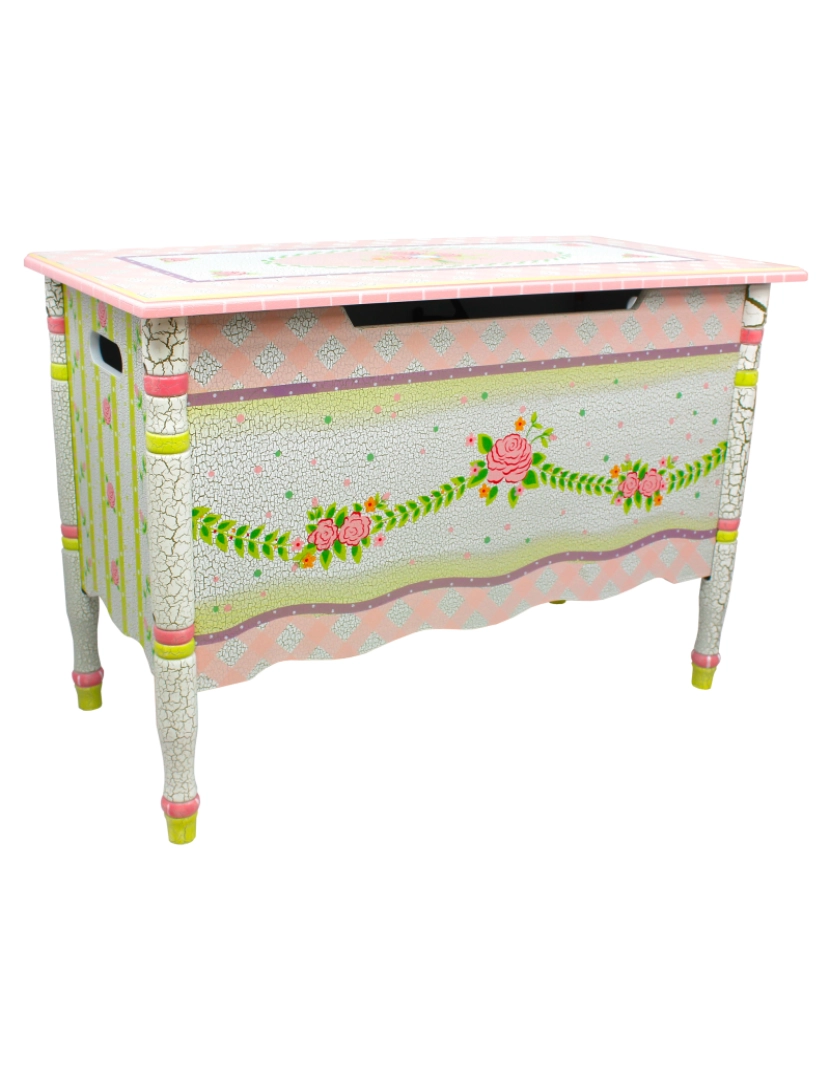 imagem de Campos de fantasia - Toy Furniture -Crackled Rose Toy Chest1