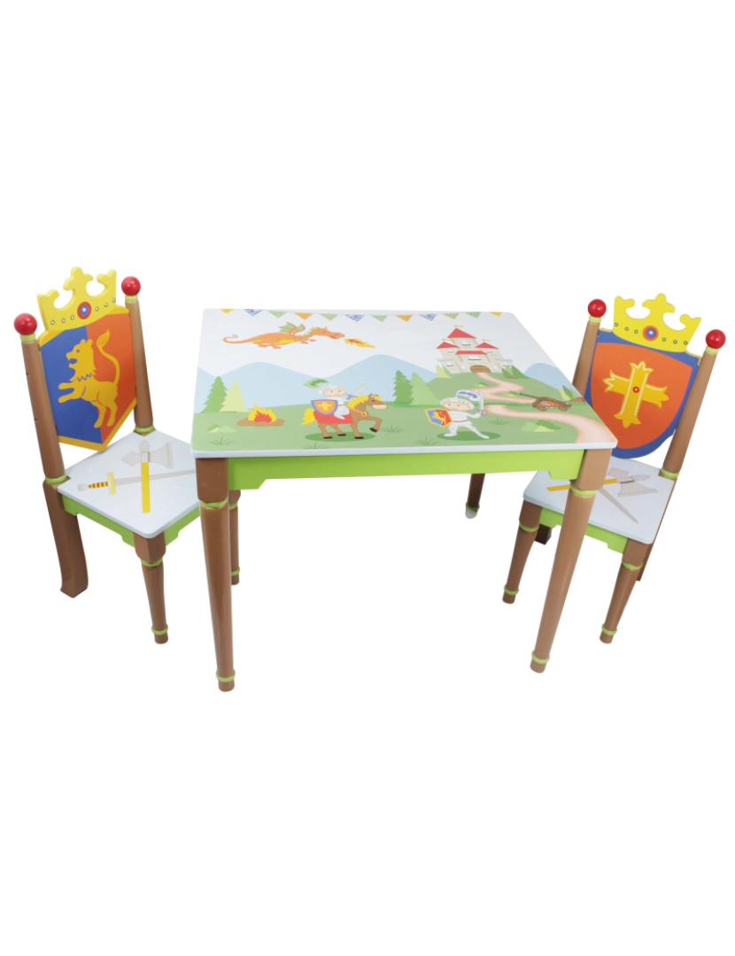 Fantasy Fields - Campos de fantasia - Mobília do brinquedo - noites e dragões Conjunto de mesa e 2 cadeiras