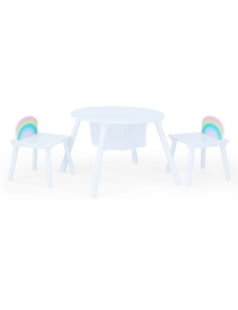 imagem de Campos de fantasia Por Teamson Kids Rainbow Play mesa com duas cadeiras, branco1