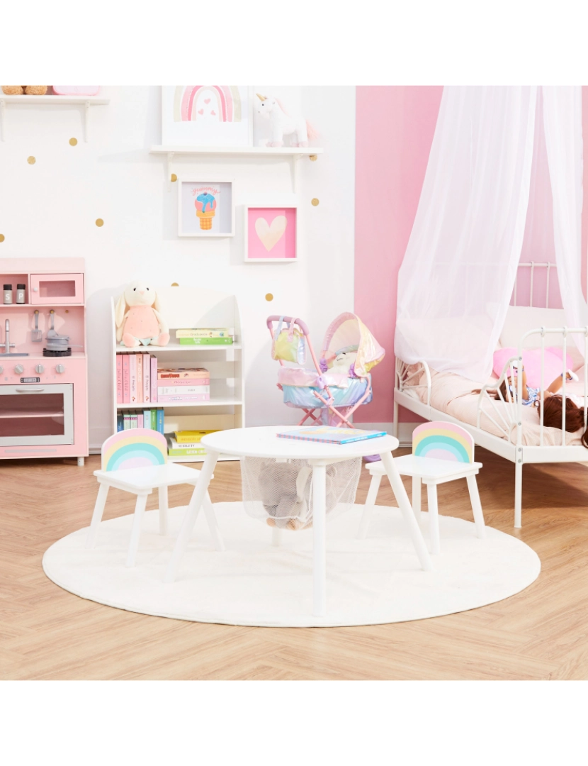 imagem de Campos de fantasia Por Teamson Kids Rainbow Play mesa com duas cadeiras, branco3