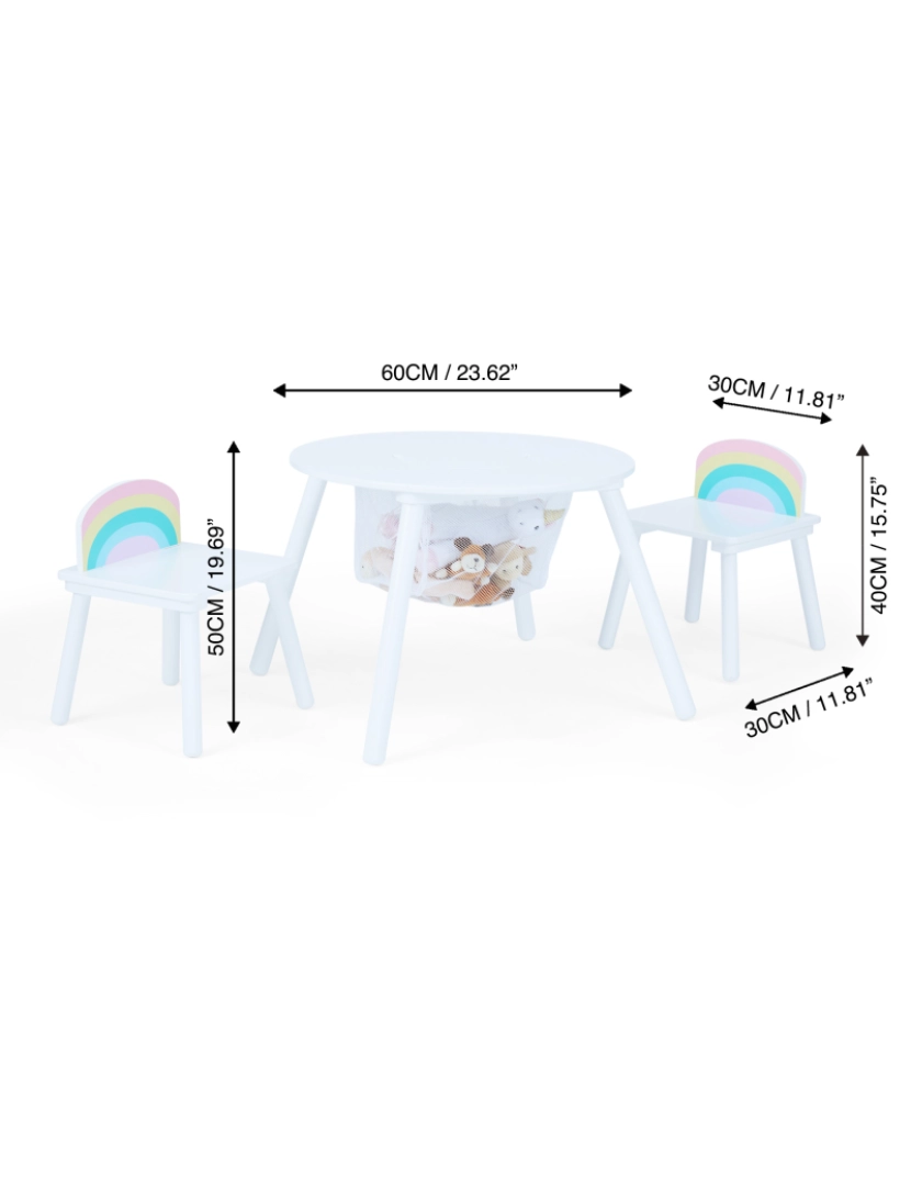 imagem de Campos de fantasia Por Teamson Kids Rainbow Play mesa com duas cadeiras, branco4