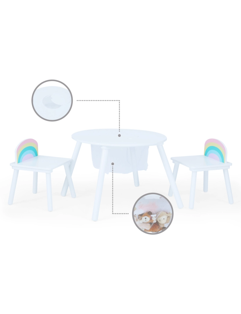 imagem de Campos de fantasia Por Teamson Kids Rainbow Play mesa com duas cadeiras, branco5