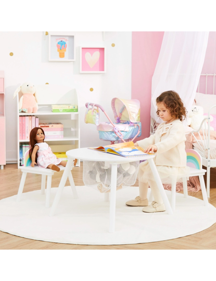 imagem de Campos de fantasia Por Teamson Kids Rainbow Play mesa com duas cadeiras, branco6