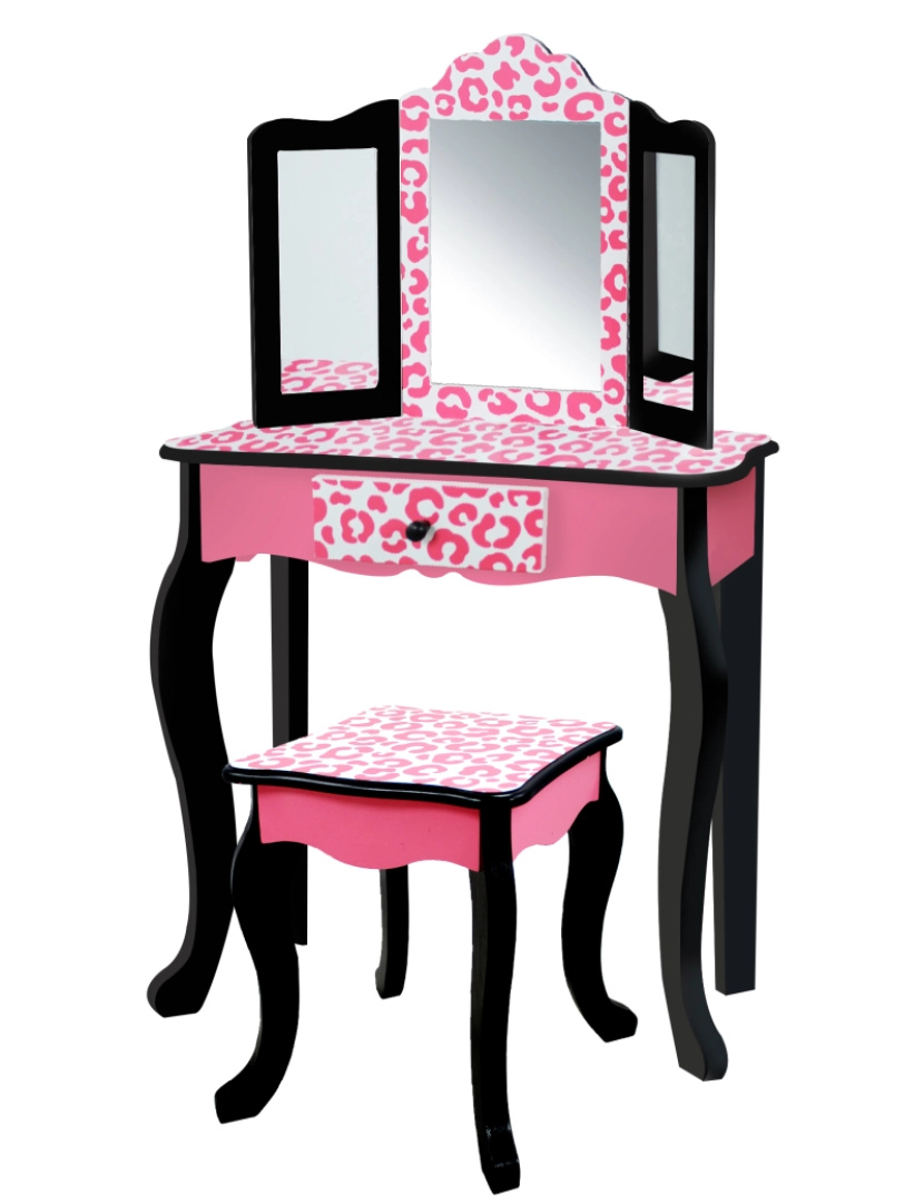 imagem de Campos de fantasia Gisele Leopard Print Vanity Playset - Rosa / Preto1