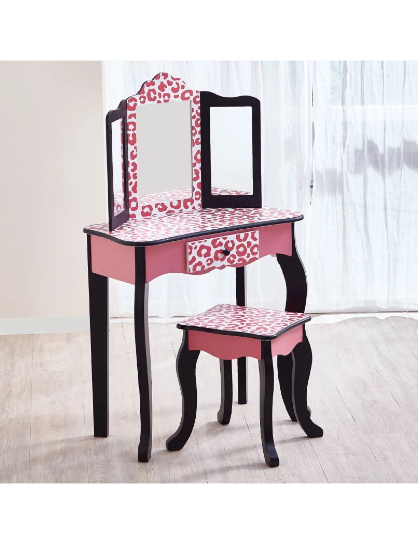 imagem de Campos de fantasia Gisele Leopard Print Vanity Playset - Rosa / Preto3