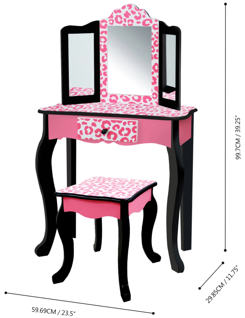 imagem de Campos de fantasia Gisele Leopard Print Vanity Playset - Rosa / Preto4